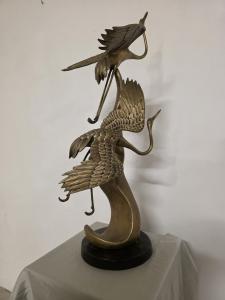 Brass sculpture, depicting Grey Herons in flight, 1940s
